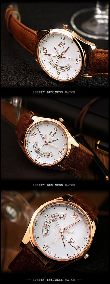New Business Men's Wristwatch Clock Fashion Casual Leather Sport Man Watch Top Brand Luxury Quartz Watches for Men montre homme