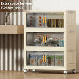 Collapsible Sturdy Storage Cabinet with Drawers and Wheels - Roomy Multi-purpose PP Organizer - Durable Storage Shelf