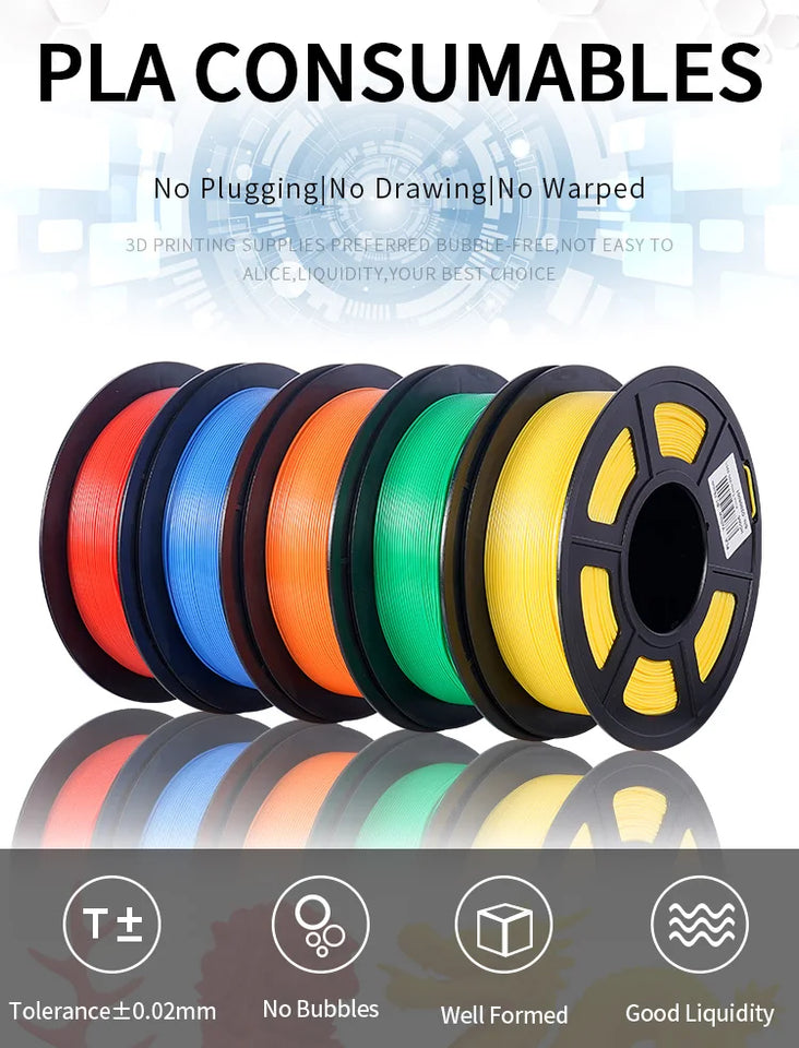 5KG PLA PETG TPU Filament 1.75mm High Quality 3D Printing Material Degradable Eco-friendly For 3D Printer Plastic 5 Rolls