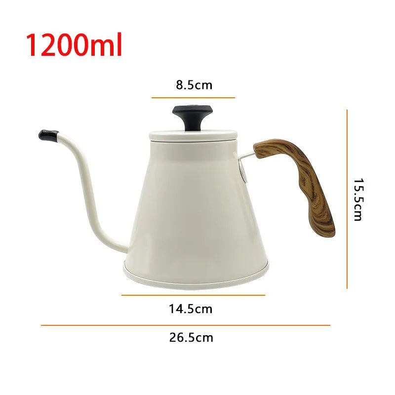 1.2L Pour Over Coffee Kettle - 304 Stainless Steel, Long Spout with Temperature Control, Suitable for Open Flame & Tea Brewing