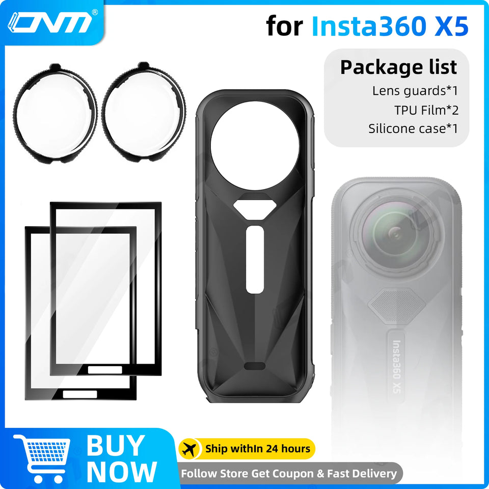 Accessories Set for Insta360 X3 X4 X5 Lens Guard Screen Protector Storage Bag Silicone Case Lens Cap Protective Frame Insta 360