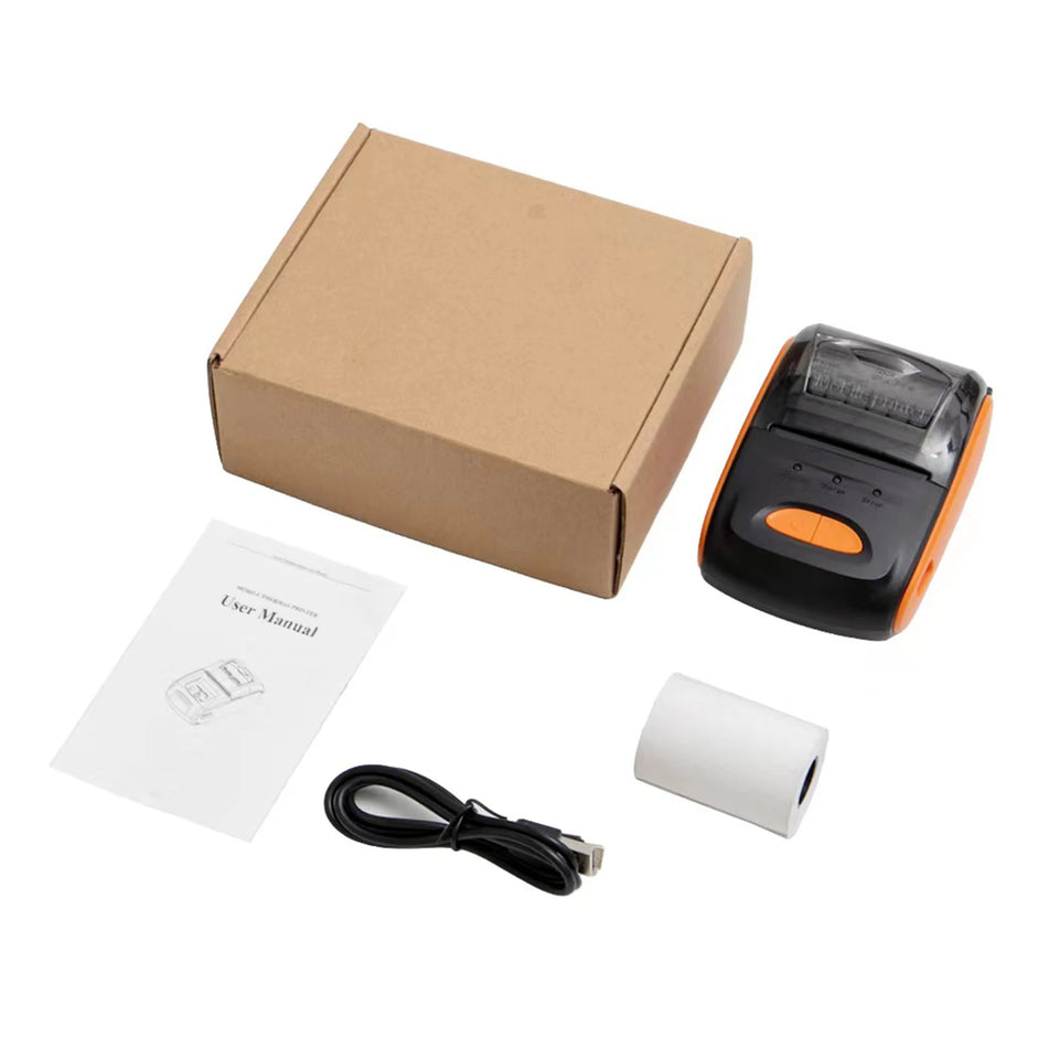 Receipt Printer Portable 58mm Mobile Thermal Printer Wireless BT Mini Bill Ticket Printing Printer with 1pcs Thermal Paper Rolls