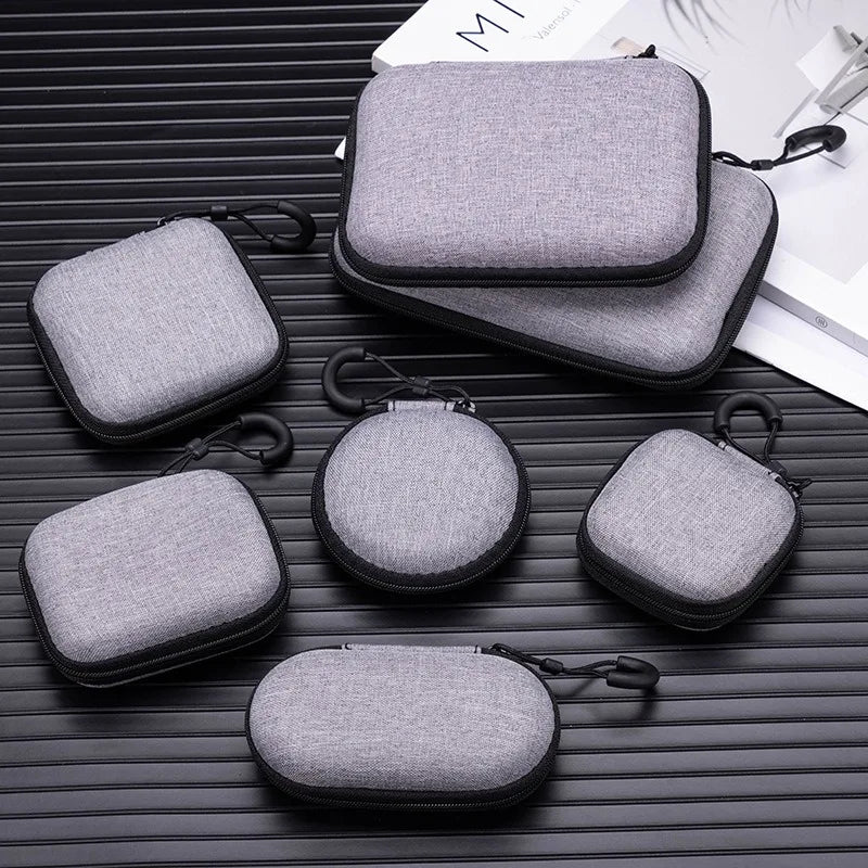 Mini Grey Digital Storage Bag Hard EVA Case Portable Electronics Organizer for USB Cable Charger U Stick Travel Accessories