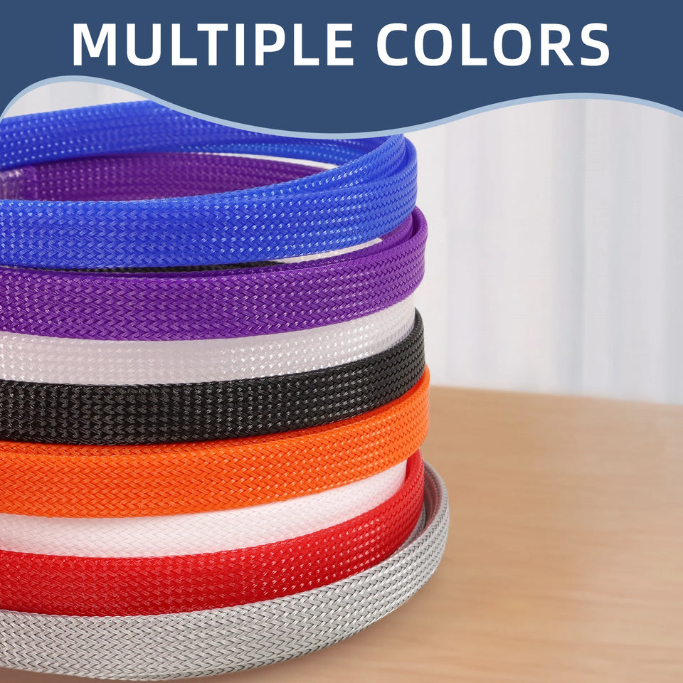 2/30M 2mm - 25mm High Density Nylon Mesh Tube Wire Insulated Sheath 12colors Cable Sleeve PET Expandable Braided Sleeving
