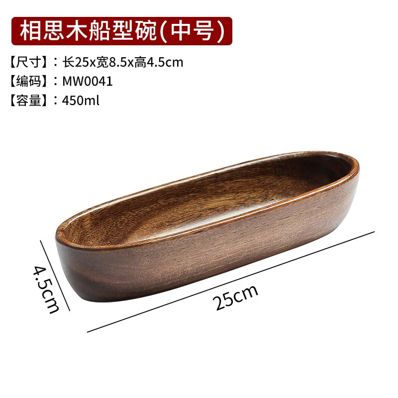 Japanese-Style Creative Wooden Fruit Tray Afternoon Tea Snack Plate Home Wooden Bowl Premium Snack & Nut Tray Wooden Tableware