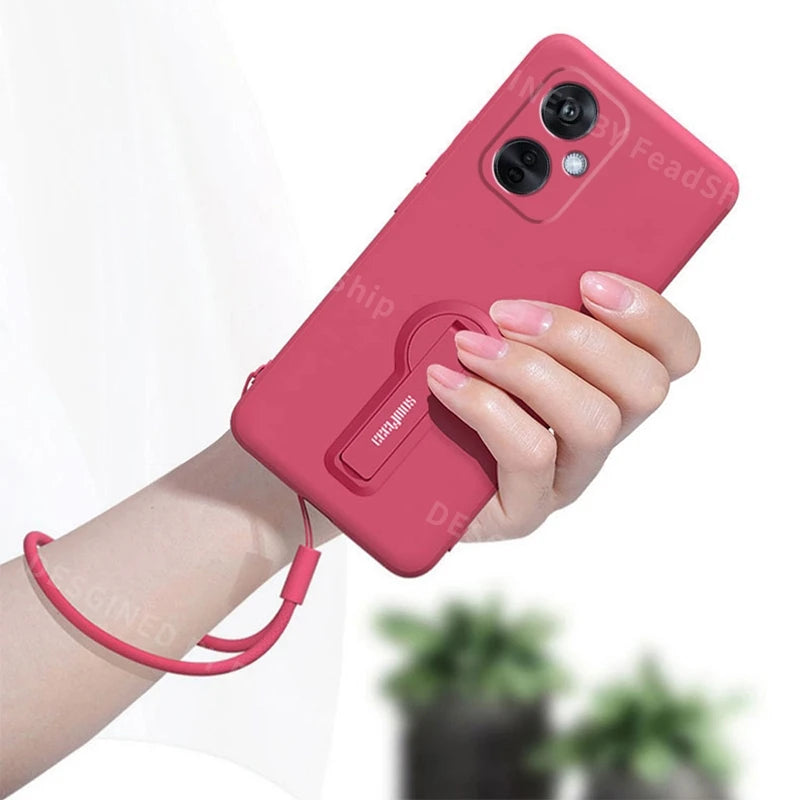 Luxury Phone Case For Oneplus Nord CE 3 Lite NordCE3 NordN30 Liquid Silicone Case Shockproof Soft Cover With Holder Sreen Film