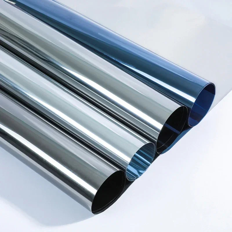 One Way Mirror Insulation Window Film PET Self-adhesive Reflective Solar Film Privacy Window Tint for Home Silver Glass Sticker