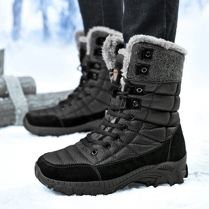 New Winter Waterproof High Top Men Boots Plush Warm Snow Boots Men Sneakers Ankle Boots Outdoor Men's Desert Boots Botas Hombre