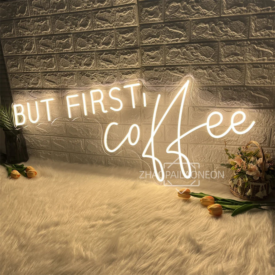 But First Coffee Neon Led Sign Lights Restaurant Cafe Neon Sign Coffee Shop Room Decor Wall Neon Light Sign For Pantry Bar