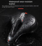 Hollow Breathable Bicycle Saddle Men Women MTB Road Bike Saddle Shock Absorbing Comfortable Big Butt Bike Seat Safety Warning
