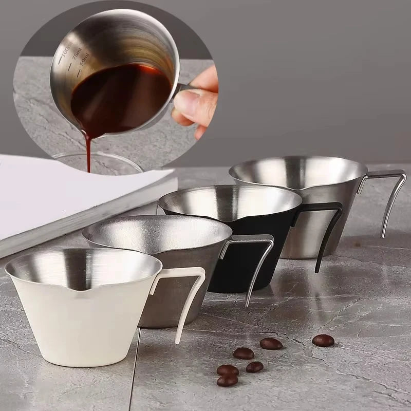 Espresso Extraction Cup 304 Stainless Steel with Scale Thickened Exquisite Ounce Coffee Cup Home Kitchen Cafe Accessories