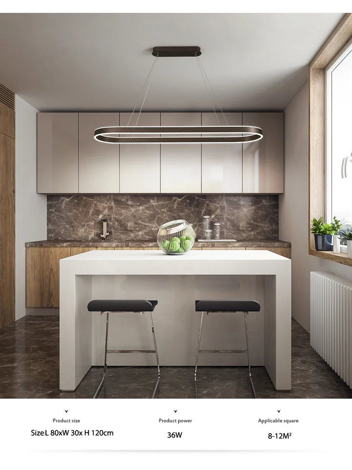 Nordic LED Restaurant Chandelier Ring Aluminum Chandelier Suitable For Kitchen Restaurant Hanging Chandelier Lustre Lighting