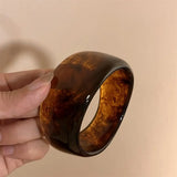 Vintage Wide Geometric Resin Beige Brown Coffee Bangles Irregular Chunky Bracelets Bangle Jewelry Gift for Women Girls