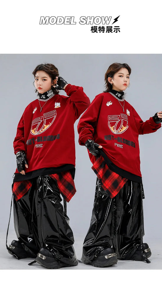 Boys Hip Hop Sweatshirt Shiny Vest Street Dance Cargo Pants Girls K-pop Clothes Set Kid Hip Hop Jazz Costume Children Streetwear