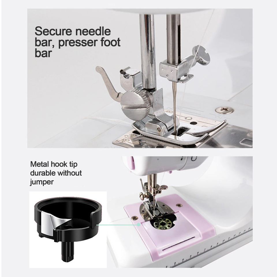 12 Stitches Electric FMSH-505 Sewing Machine Mini Household Sewing Machine with Extension Table US Automatic winding design
