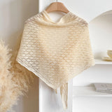 Korean Hollow Out Knitted Shawl Summer Air Conditioning Fake Collar Neck Guard Knit Thin Knotted Cape Shoulder Scarf For Women