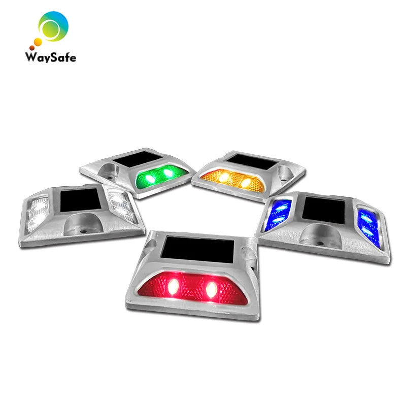 Solar Powered Aluminum Road Stud IP68 Waterproof Raised Pavement Marker Cat Eye Road Studs