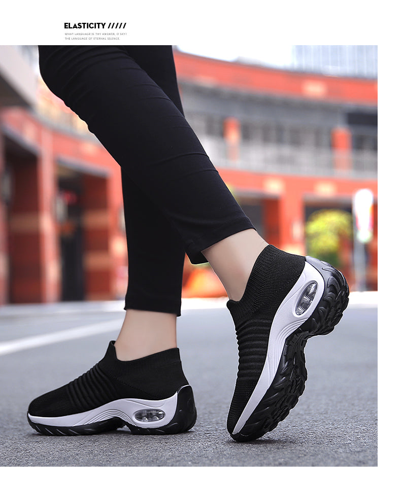 Women Sneakers Fashion Black Sports Casual Shoes Breathable Mesh Lightweight Air Cushion Non-Slip Running Shoe Zapatillas