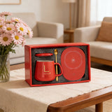 A1 55℃ Smart Heated Coffee Mug Set with Warmer Pad, Auto Keep Warm, Cute Design, Perfect Gift for Office Workers, All-Season Use