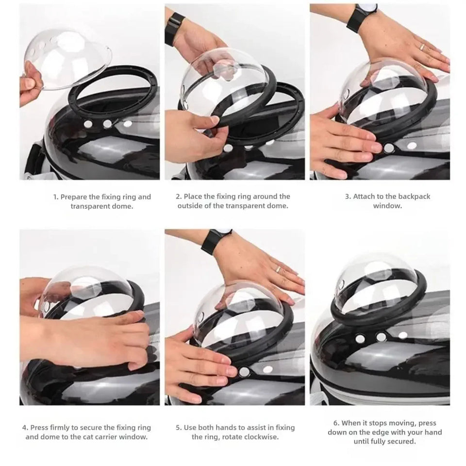 Portable Transparent Pet Cat Carrier Clear Dome Space Capsule Pet Carrying Bag Breathable Cat Backpack Vet Visit