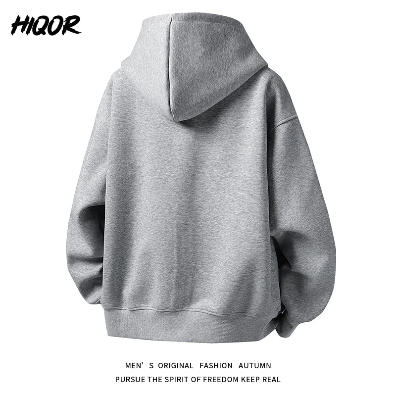 American Retro Hoodie Sweatshirt Autumn Winter Men's Loose Casual Open Cardigan Jacket Comfortable Long Sleeve Zipper Pure Wear