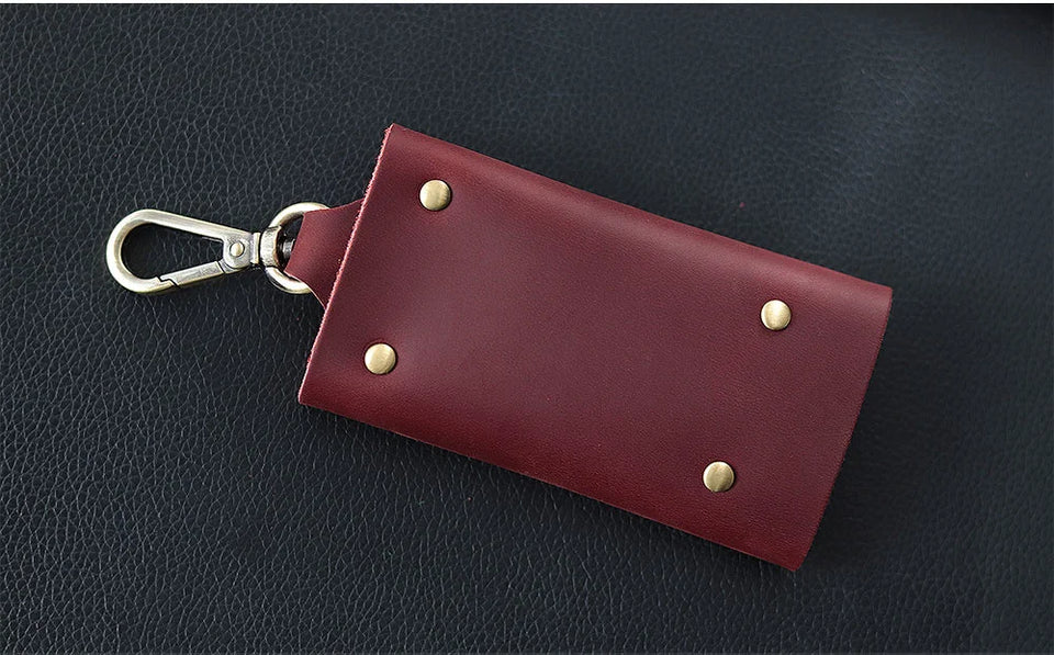 100 % Genuine leather   Multi-function Key Bag High Quality Crazy Horse leather Key Pouch Unisex Leather Business Gift
