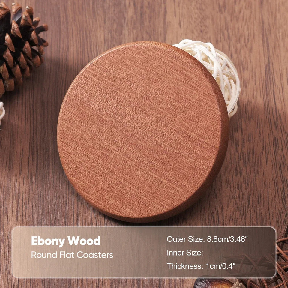Wood Coasters for Drink Beech Coasters Heat Resistant Round Non-slip Pad Cup Coasters Tea Coffee Cup Pad for Home Table Kitchen