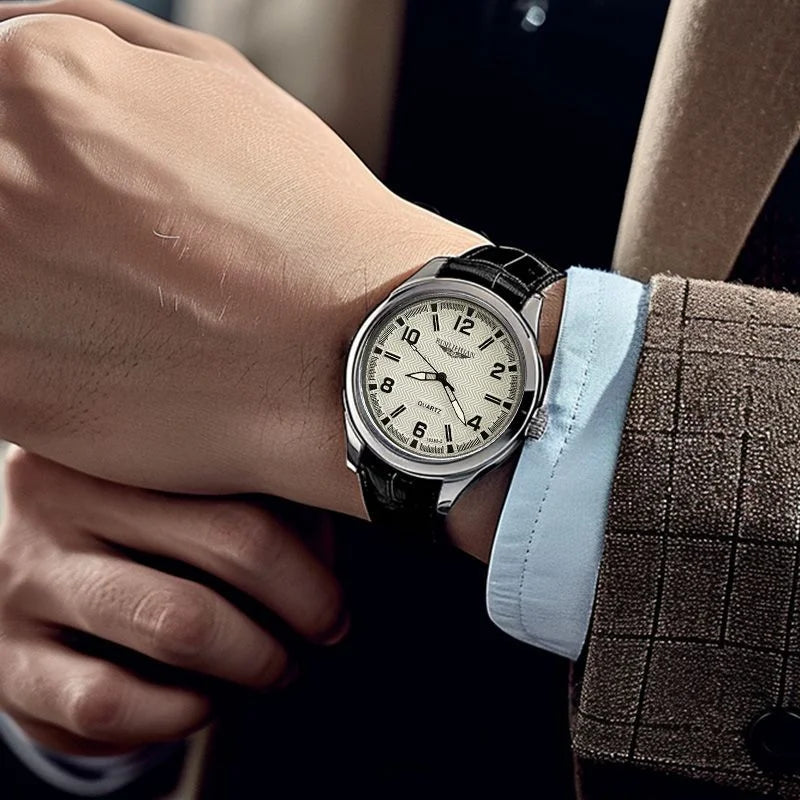 Top Brand Man Wristwatch Luxury Business Waterproof Men Watch For Men Quartz Clock Leather Men's Watches reloj+Box Men's Gift