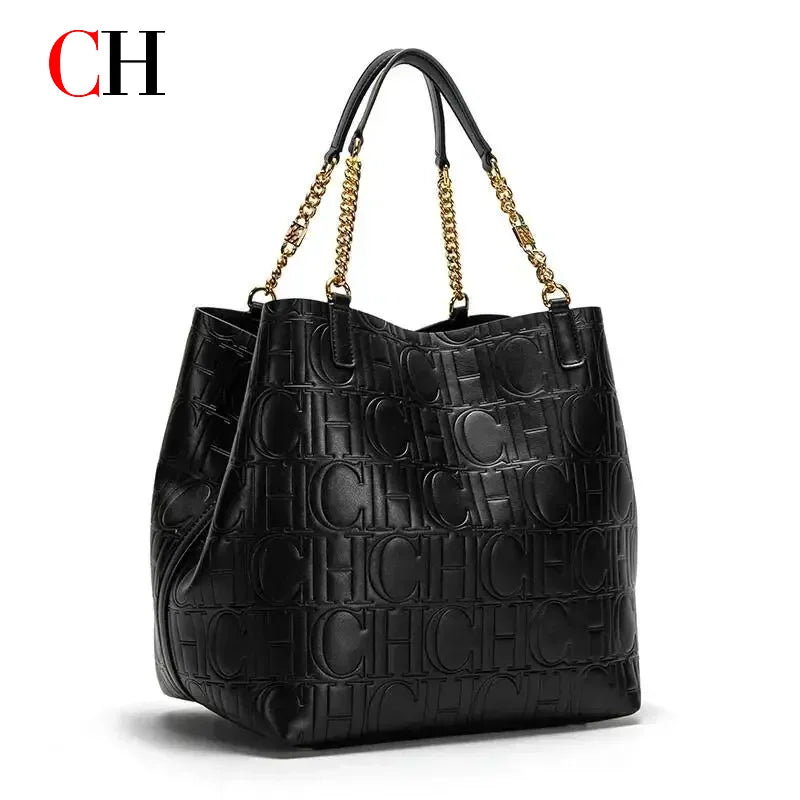 CH Superior Sense of Solid Colour Simple Style Ladies Large Capacity Tote Bag Daily Commuting Fashion Style Ladies Versatile