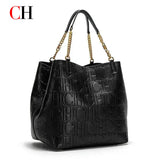 CH Superior Sense of Solid Colour Simple Style Ladies Large Capacity Tote Bag Daily Commuting Fashion Style Ladies Versatile