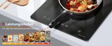 NOXTON Ceramic Hob, Built-in 2 Zone Electric Hobs 29 x 52cm Noise-free Auto Shut-off Safe Lock Heat Indicator Black Glass Panel