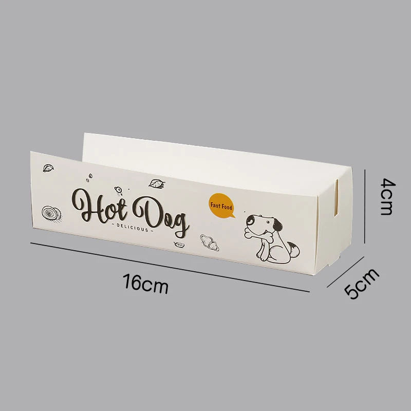 100pcs/lot Hot Dog Packaging Box Sausage Snack Food Boat Boxes Disposable Party Food Serving Tray Catering Takeaway Paper Box