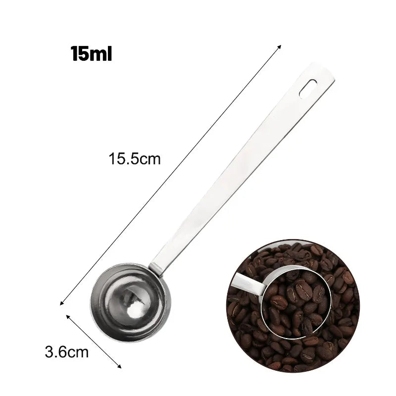 Coffee Scoop Stainless Steel Powder Compactor Spoon with Scale Long Handle for Ground Coffee Spices Baking Measuring Supplies