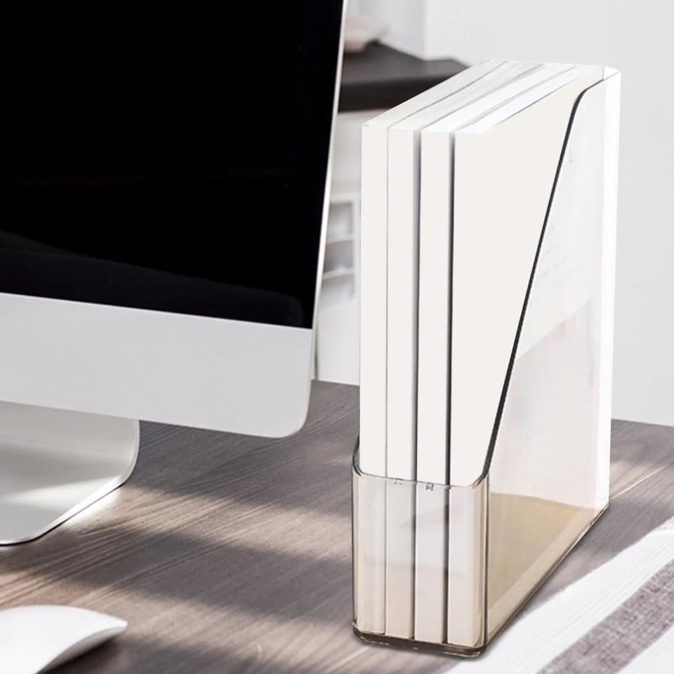 Clear Pet Magazine Holder Desk Organizer 25x8x27cm Portable with Handle Folder Rack for Notebooks, Binders