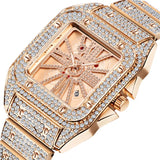 Unique Cool Brand Designer Watches For Men Hip Hop Diamond Fashion Alloy Band Date Golden Quartz Watch Montres de Marque de Luxe