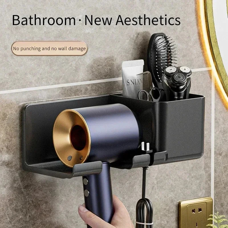 Hair Dryer Holder Wall Mount Suction Cup Bathroom Organizer Wall Mount Hairdryer Holder Straightener Stand Rustproof