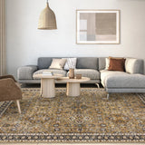 Rug for Living Room, Machine Washable, Non-Slip,Stain & Water Resistant, Low-Pile Moroccan Trellis Hallway Vintage Foldable Rug