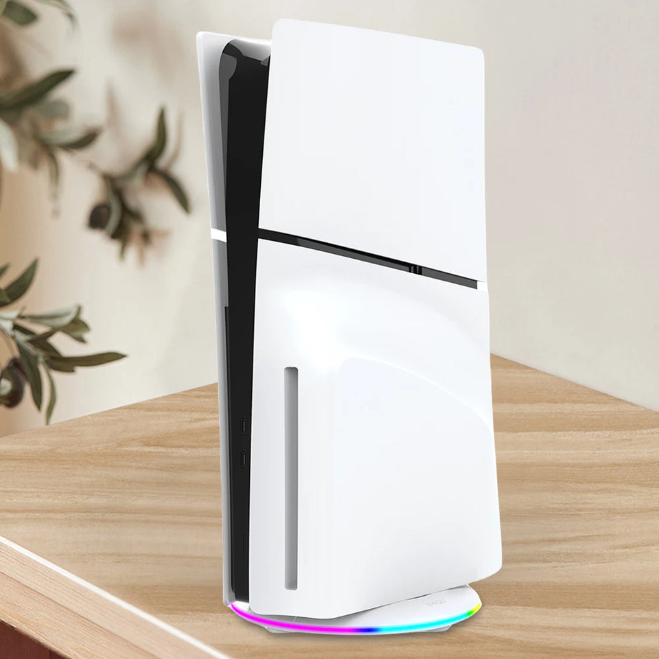 RGB Vertical Stand with Anti-Slip Pad LED Base Gaming Stand Stable Console Base Bracket for PS5 Slim Disc/Digital Version
