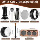 7pcs/set Espresso coffee tamper set Portable Coffee Press Gadget 51mm Espresso Accessories Kit with dispenser & Powder tamp pad