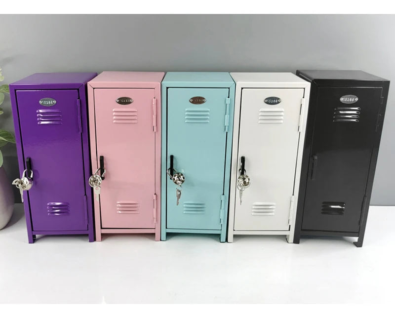 Iron Storage Box Dormitory Storage Cosmetics Paper Money Keys Bank Cards and Other Desktop Small Items Mini Locker Cabinet