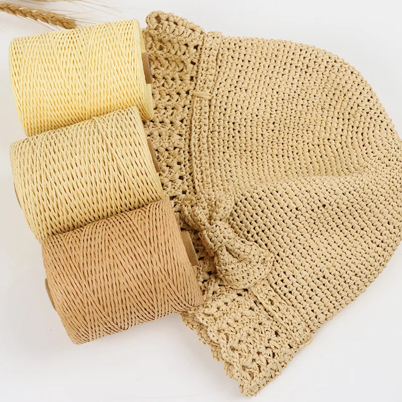 280-300M/roll Natural Raffia Straw Yarn for Knitting Crocheting Paper Threads Diy Handmade Summer Sunhat Beach Bag Freeshipping