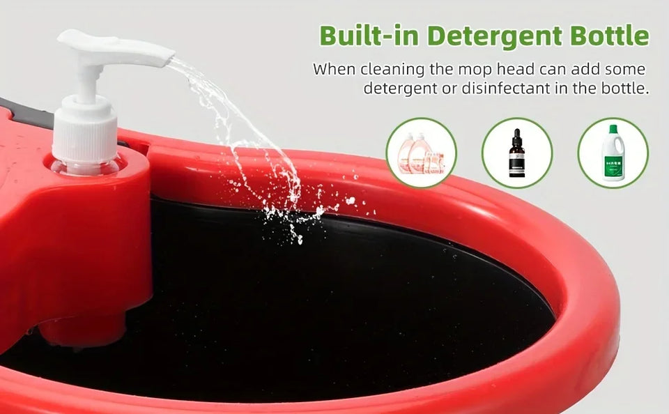 Heavy Duty Spin Mop and Bucket Set 360° Rotating Floor Cleaner with 3 Microfiber Mop Heads Adjustable Handle