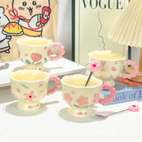 Girls Souvenir Coffee Mug Household Ceramic Cup High Quality Cup Mugs Coffee Miilk Cups Water Cup Birthday Gift Creative Flower