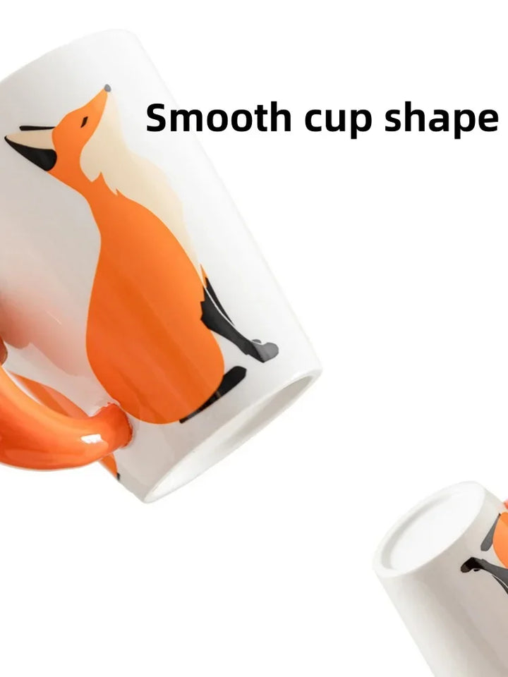 360ML 3D Fox Ceramic Cups Cartoon Animal Pattern Coffee Mugs Afternoon Tea Anti-scalding Milk Mug Home Office Kid Gifts Cup