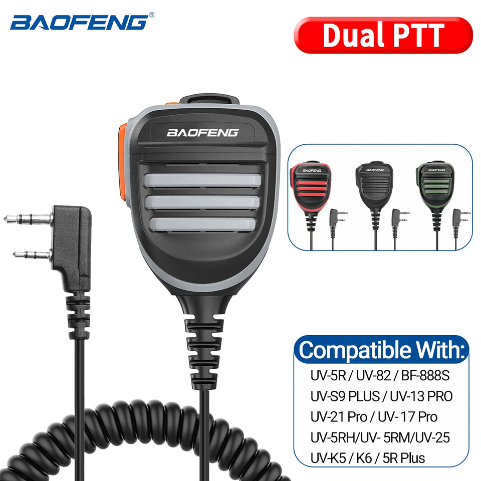 Baofeng BF-780 Dual PTT Remote Shoulder Walkie Talkie Speaker Microphone Mic For UV-5R BF-888S 5RH 21 PRO Quansheng UV-K5 UV-K6