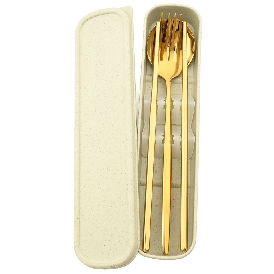 4pcs Stainless Steel Cutlery Set With Storage Box Black Gold Portable Cutlery Set For Home Kitchen Dining Household Tableware