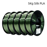 GEEETECH 5 rolls 3D Silk PLA Filament 1Kg/roll 1.75mm Spool Wire For 3D Printer Material,Safety, Vacuum packaging, special color
