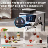2-in-1 Cold & Hot Coffee Maker with Built-in Grinder & Milk Frother | Compact Espresso Machine for Home, Office & Small Cafés
