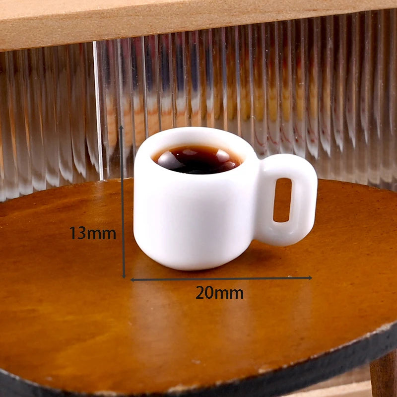 6pcs/ Set 1:12 Kitchen Toy Decoration Miniature Resin Coffee Cup Model Simulates Food And Beverage Home Tableware Decoration