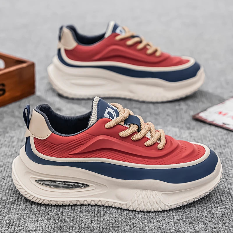 Chunky Sneaker Plus Size 45 46 47 48 Men Designer Sport Shoes Fashion Casual Leather Fabric Height Increased Flat Platform Shoes